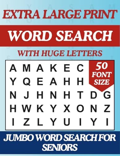 Extra Large Print Word Search for Seniors and Adults: Jumbo Word Find Book with Themed Puzzles and Huge Letters (Big 50 Pt Font Size) (Extra Large ... Letters To Have Fun And Relax (50 Font Size)) by Happytude Press