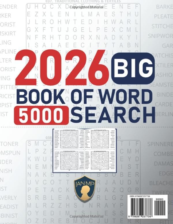 2026 Big Book of Word Search – 5000 Unique Words: Relaxing Large Print Puzzles for Adults and Seniors | 11 Themes, Digital Solutions & Bonus Glossary of 5000 Unique Words by IAN MP