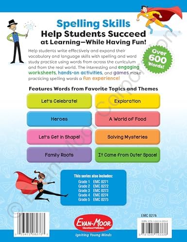 Evan-Moor Spelling Games and Activities, Grade 6 - Classroom Resource, Reproducible Worksheets, Teaching Edition, Spelling Strategies, Word Study Skills by Evan-Moor Educational Publishers