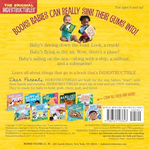 Indestructibles (The Original): Things That Go!: Chew Proof · Rip Proof · Nontoxic · 100% Washable (Book for Babies, Newborn Books, Vehicle Books, Safe to Chew) by Amy Pixton
