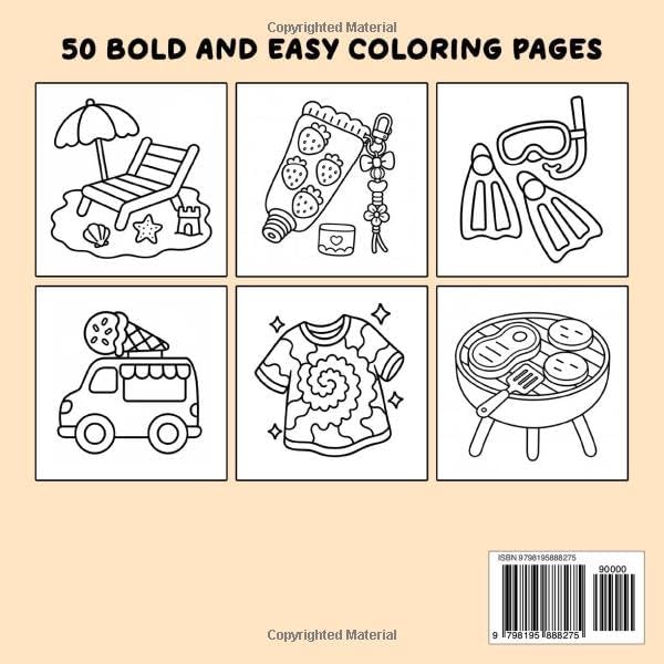 Summer Vacation: Bold & Easy Coloring Book, Simple and Big Designs for Adults & Kids by Zuzu Zaki