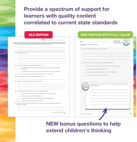 Spectrum Grade 8 Reading Comprehension Workbook, Middle School Activity Book Covering Nonfiction and Fiction Passages, Story Structure, and more, Classroom or Homeschool Curriculum by Spectrum