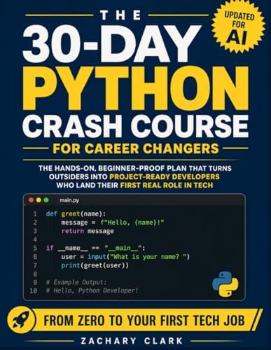 The 30-Day Python Crash Course for Career Changers: The Hands-On, Beginner-Proof Plan that Turns Outsiders Into Project-Ready Developers Who Land Their First Real Role In Tech by Zachary Clark