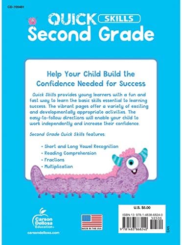 Carson Dellosa Quick Skills Second Grade Workbook, Reading Comprehension, Language Arts, Math, and Writing Practice, Classroom or Homeschool Curriculum by Carson Dellosa Education