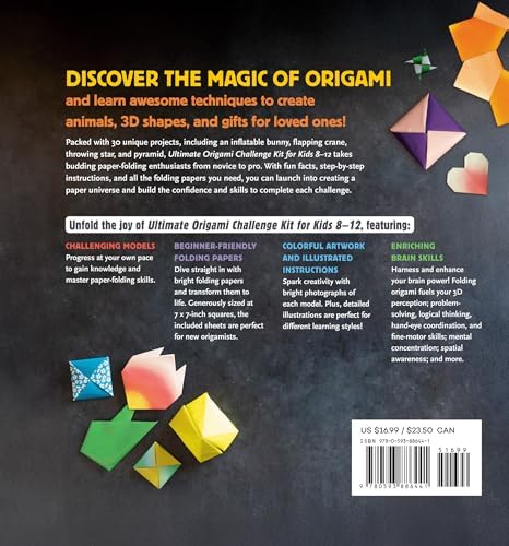 Ultimate Origami Challenge Kit for Kids 8-12: Fun Projects and Step-by-Step Folding Techniques to Go from Novice to Pro (90 Paper Sheets / 30 Projects Included) by Brian Soonho Yoon