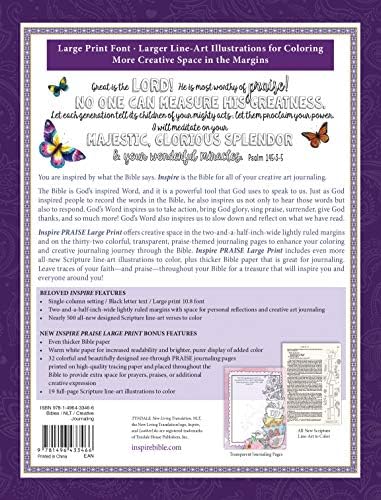 Inspire PRAISE Bible Large Print NLT (Hardcover LeatherLike, Purple): The Bible for Coloring & Creative Journaling by New Living Translation