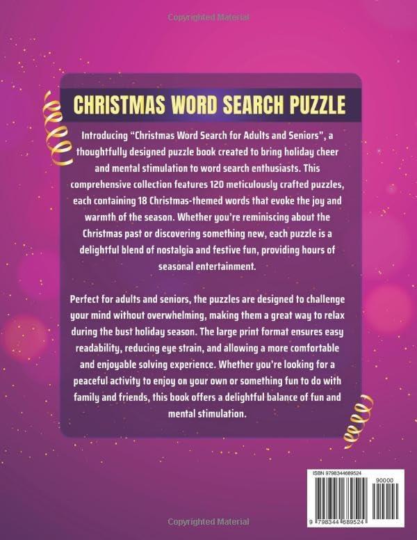 Christmas Word Search for Adults and Seniors: 120 Large Print Festive Word Find Challenges for Holiday Puzzle Enthusiasts by CleverCraft Publishing