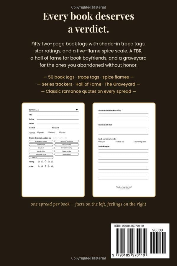 The Romantasy Reading Journal: A Book Tracker & Reading Log for Fantasy Romance Readers — 50 Book Logs with Trope Trackers, Spice Ratings & a Book Boyfriend Hall of Fame by Nova Rourke