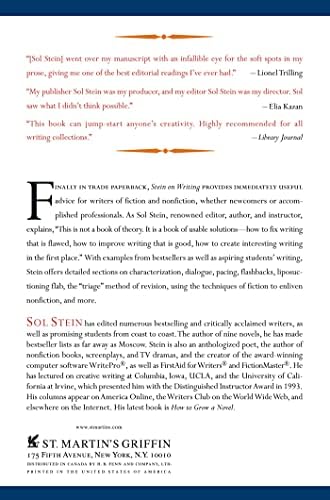 Stein On Writing: A Master Editor of Some of the Most Successful Writers of Our Century Shares His Craft Techniques and Strategies by Sol Stein