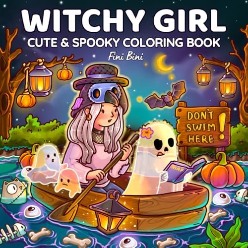 Witchy Girl Cute & Spooky Coloring Book: 40 Cozy Halloween Illustrations with Ghost Cuties, Little Witches & Magical Moments for Fall Relaxation for Adults and Teens (Magical Girls Collection) by Fini Bini