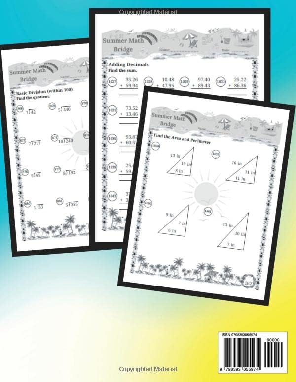 The Summer Math Bridge: A workbook for Grades 3 to 4: Addition, Subtraction, Multiplication, Division, Decimals, Place Value, Expanded Notation, ... Guide with Examples, Answers Key Included by Math Bridge School Publishing