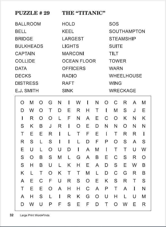 Large Print Word-Finds Word Search Puzzle Book by Kappa Books Publishers