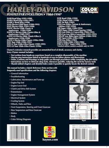 Harley-Davidson FLH/FLT/FXR Evolution 1984-1998 (Clymer Motorcycle Repair Manual) by Penton Staff