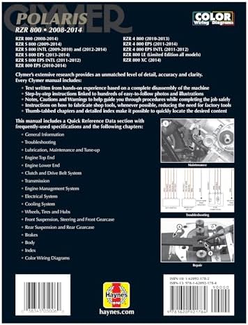 Clymer Polaris RZR 800 2008-2014: Maintenance, Troubleshooting, Repair (Clymer SxS) by Ron Wright