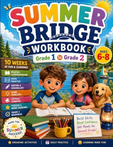 Summer Bridge High School Workbook Grade 1 to 2: A 10-Week Summer Learning Activity Book with Reading, Math, Phonics, Writing, Vocabulary, Word ... Puzzles, and Grade 2 Readiness Practice by Dr Paige Racheal