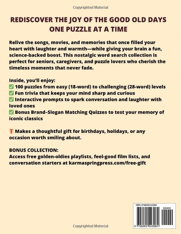 Nostalgic Large Print Word Search for Adults and Seniors: 100 Easy-to-Challenging Puzzles & Trivia to Sharpen Your Mind and Spark Conversations by Kelvin Travers