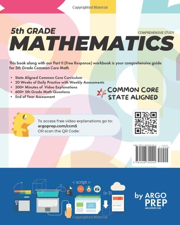 5th Grade Common Core Math: Daily Practice Workbook - Part I: Multiple Choice | 1000+ Practice Questions and Video Explanations | Argo Brothers (Next Generation Learning Standards Aligned (NGSS)) by Argo Brothers