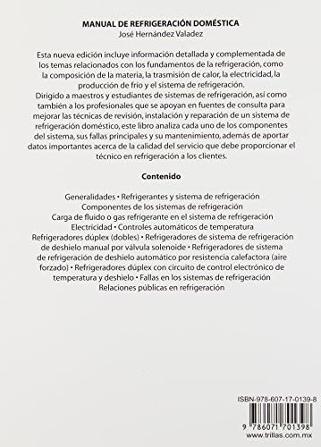 Manual de refrigeracion domestica / Handbook of Domestic Refrigeration (Spanish Edition) by Jose Hernandez Valadez