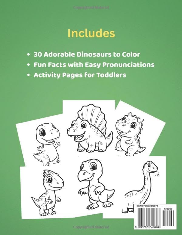 Dinosaur Coloring Book for Toddlers: Cute & Easy Coloring Pages for Ages 2–5: 77 Pages of Dinosaur Fun, Not Just Coloring — Puzzles, Mazes & More for Early Learning by Tiny Tots