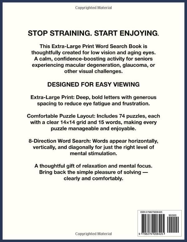 Extra Large Print Word Search Book For Seniors with Macular Degeneration, Glaucoma & Other Vision Issues: 70+ Themed Puzzles with Giant Print and ... Seniors & Stroke Recovery | 8.5 × 11 Inch by Siddhart & Co. Press