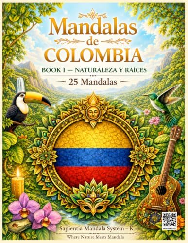 Mandalas de Colombia: Libro I – Naturaleza y Raíces | 25 Mandalas para Colorear Inspirados en la Naturaleza, Cultura y Tradiciones de Colombia (Sapientia Gal Country Lights Series) (Spanish Edition) by Jesus Benjamin Santa Rodriguez