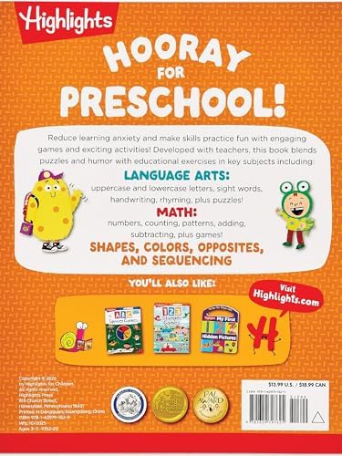 Preschool Big Fun Workbook: Preschool Learning Workbook with Over 250 Practice Games and Puzzles for PreK Math, Writing, Shapes and More Activities by Highlights Learning