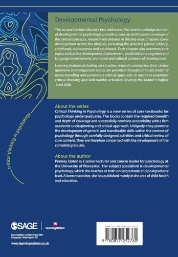 Developmental Psychology (Critical Thinking in Psychology Series) by Penney Upton