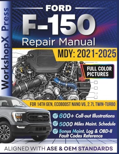 FORD F-150 2021-2025 REPAIR MANUAL: Beginner-Friendly DIY Guide for the 14th Gen, EcoBoost Nano V6, 2.7L, Twin-Turbocharged Engine, 600+ Full-Color Exploded-View Photos and Step-by-Step Instructions by Jon Diesel