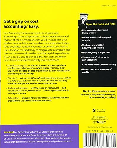 Cost Accounting For Dummies by Kenneth W. Boyd