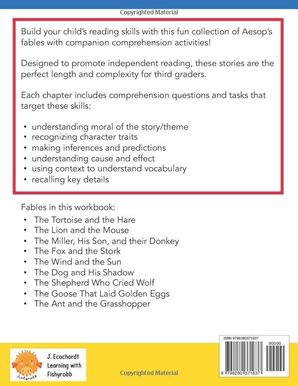 3rd Grade Reading Comprehension Skills and Strategies Practice Workbook: Fables of Aesop Third Grade Reading Passages and Activities Short Stories with Questions (Comprehension Builders) by J. Ecochardt