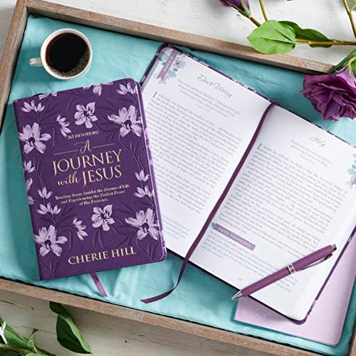 A Journey with Jesus 365 Devotions for Women, Purple Floral Faux Leather Flexcover by Cherie Hill