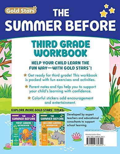 The Summer Before Third Grade Workbook School Bridging Second to Third Grade Ages 8 - 9: 75+ Activities, Reading, Language Arts, Addition, Subtraction, Time, Money, and Fractions (Gold Stars Series) by Gold Stars