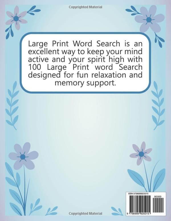Large Print WORD SEARCH FOR SENIORS: 100 Relaxing Puzzles to Boost Your Memory & Brain by Olivia Rose