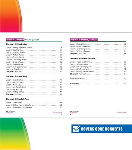 Spectrum Kindergarten Writing Workbook, Ages 5 to 6, Grade K Writing Workbook, Writing Practice with Alphabet Letters, Sight Words, Reports, and Stories - 128 Pages by Spectrum