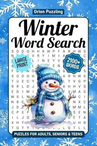 2100+ Word Search For Adults Large Print: A Fun & Relaxing Cozy Holiday Themed Word Find Puzzles Book For Seniors, 85 Winter & Christmas Word Searches With Solutions by Orion Puzzling