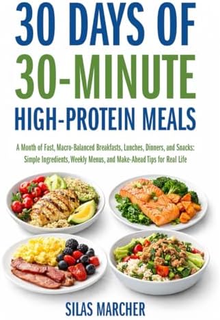 30 Days of 30-Minute High-Protein Meals: A Month of Fast, Macro-Balanced Breakfasts, Lunches, Dinners, and Snacks: Simple Ingredients, Weekly Menus, and Make-Ahead Tips for Real Life by Silas Marcher