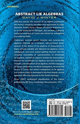 Abstract Lie Algebras (Dover Books on Mathematics) by David J Winter