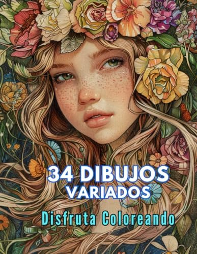 34 Dibujos Variados para Colorear: Libro para Colorear para Adultos y no tan Adultos. Paisajes, Animales, Hadas, Casas Encantadas (Spanish Edition) by Ola San Ve
