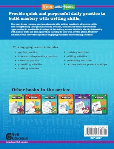 180 Days™: Writing Workbook for 4th Grade Ages 9–10 | Paragraph Writing, Writing Organization, Grammar, Editing & Revising for School or Home by Shell Education