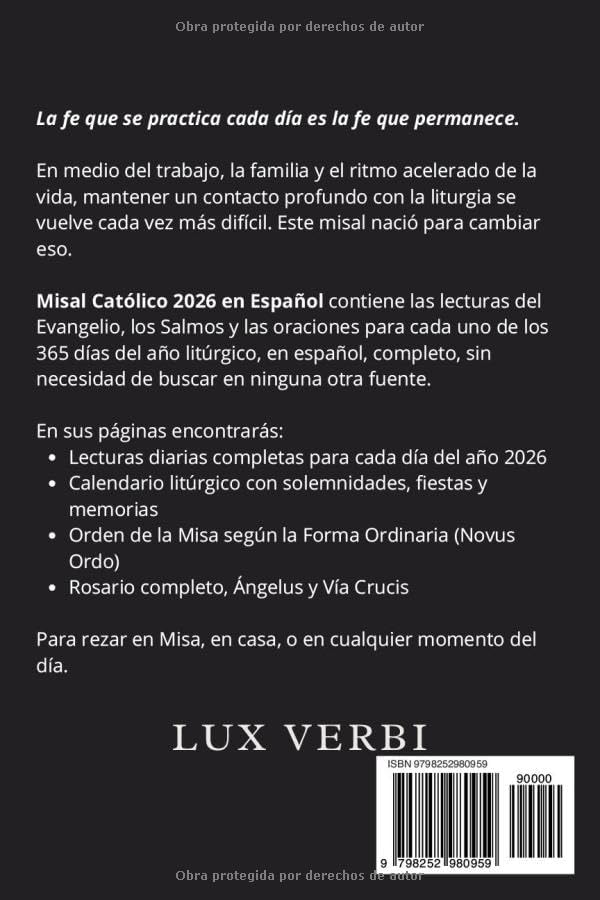 Misal Católico 2026 en Español: Lecturas del Evangelio, Salmos y Oraciones para cada día del año (Spanish Edition) by LUX VERBI