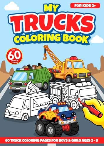 My Trucks Coloring Book: 45 Hand-Drawn Coloring Pages with Monster Trucks, Fire Trucks, Food Trucks, Construction Vehicles And More! by BipBapBop