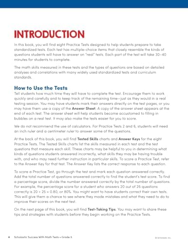 Scholastic Success with Math Tests Grade 5 Workbook by Scholastic Teaching Resources