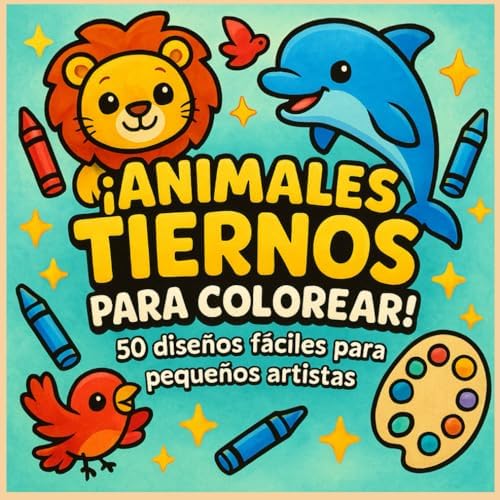 Animales tiernos para colorear: Animales tiernos del mar , tierra y aire para colorear (Spanish Edition) by P.A. L.R.