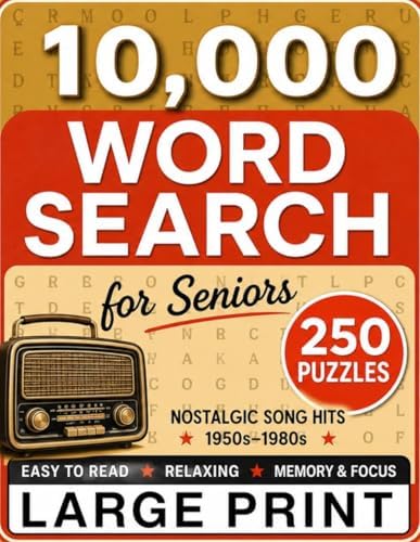 The Ultimate Large Print Word Search for Seniors: 10,000 Words – 250 Nostalgic Puzzles from the 1950s–1980s for Relaxation, Focus & Memory (Memory Lane Series) by Adrian Bigmax