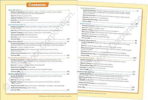 Evan-Moor Skill Sharpeners Math Workbook, Grade 5, Multiplication, Division, Test Prep, Number Sequencing, Geometry, Measurements, Graphing, Fractions, Decimals, Logical Thinking, Algebra, Homeschool by Evan-Moor Educational Publishers
