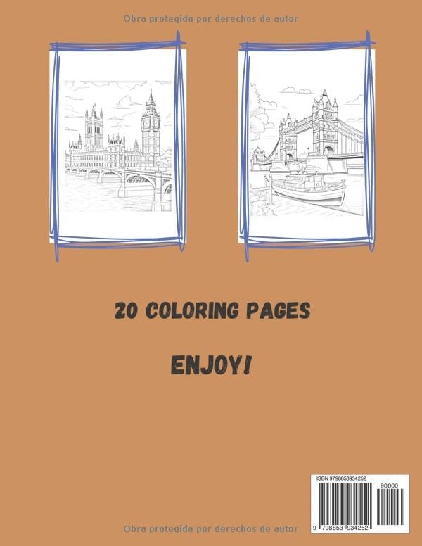London COLORING BOOK: 20 great coloring pages for kids and adults (Spanish Edition) by Oliodrigraphics productions