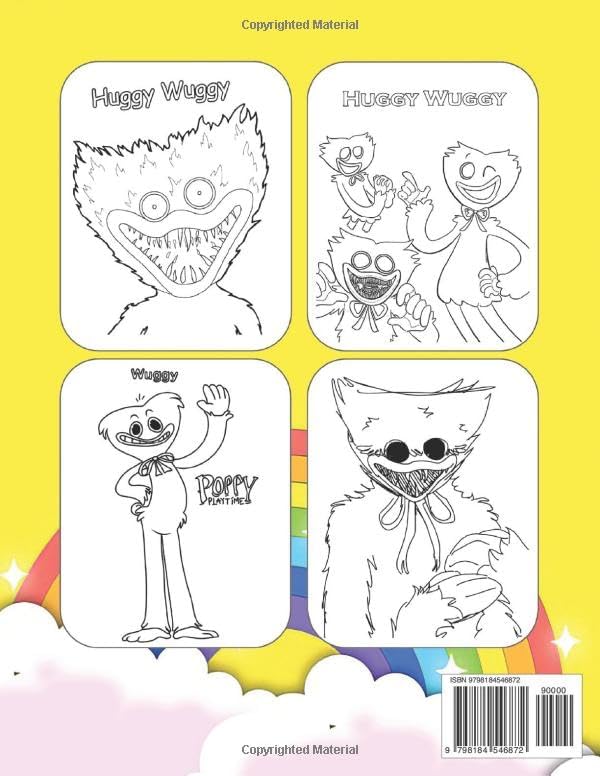 Hug-gy's and Friends Coloring Book: JUMBO Drawing Pages Of Characters for Kids Ages 4-8 8-12 by Rodolfo H.Ortega