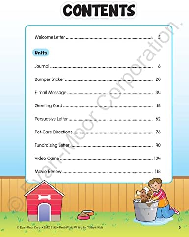 Evan-Moor Real-World Writing Activities for Today's Kids Workbook, Ages 8-9, Grades 3-4, Guided Instruction, Examples, Practice, Journal Entry, Online Messages, Greeting Cards, Persuasive Letters by Evan-Moor Educational Publishers