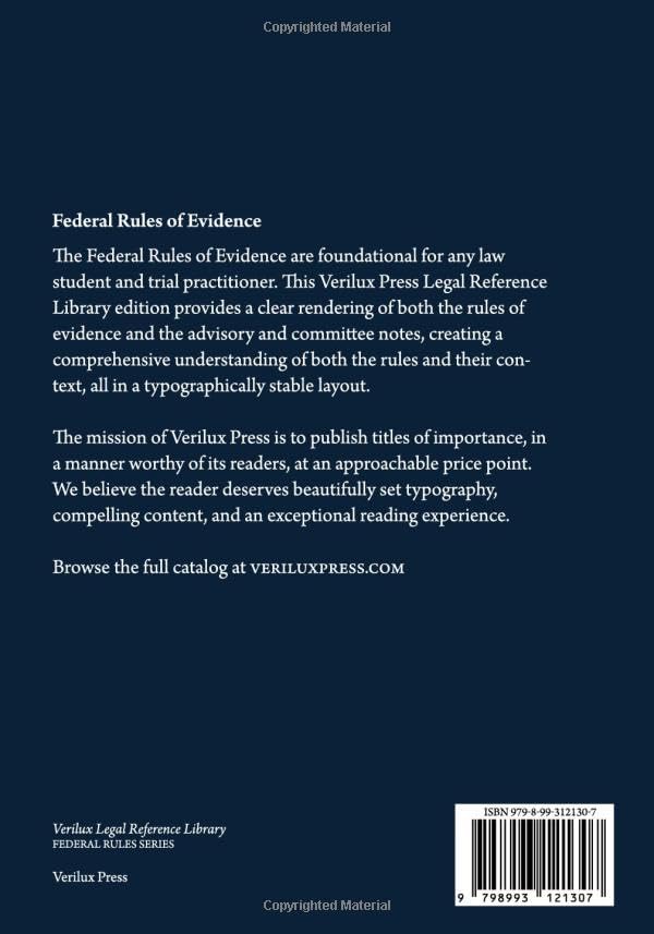 Federal Rules of Evidence: with Advisory and Committee Notes (Verilux Legal Reference Library) by Verilux Press