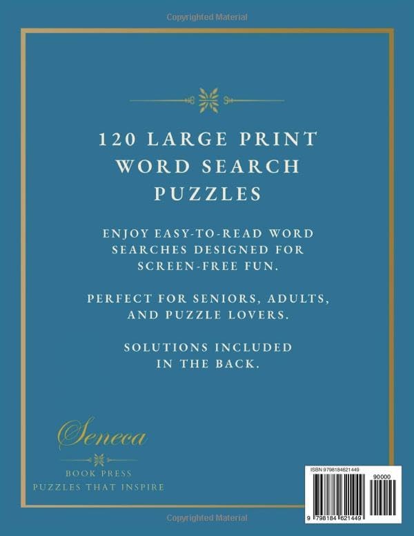 Beach Word Search for Seniors: 120 Large Print Puzzles with Relaxing Coastal Themes, Easy-to-Read Grids, and Solutions Included (Large Print Word Search Collection for Seniors) by Seneca Book Press